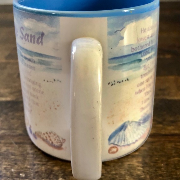 "Footprints in the Sand" Mug, Beach Sand Shells Coffee Tea Hot Cocoa Soup 11 oz - Picture 3 of 7